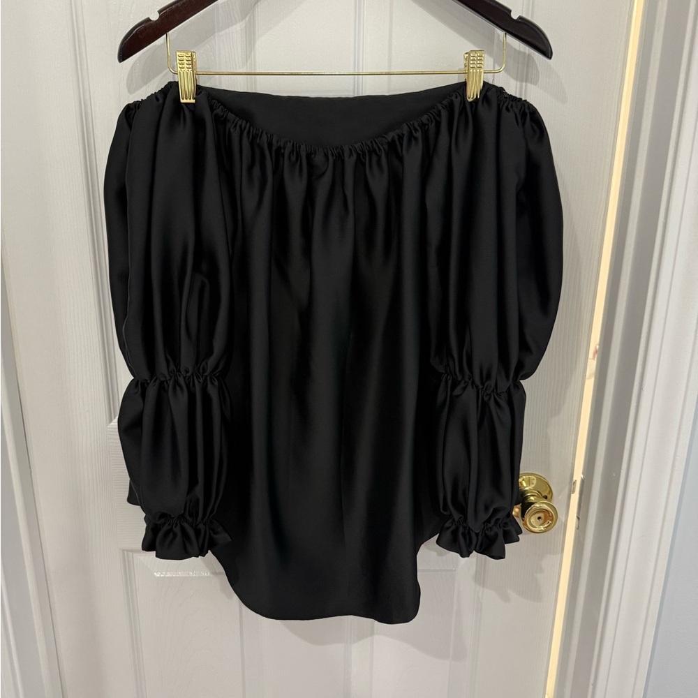 River Island Black Off-the-Shoulder Puff Sleeve Top